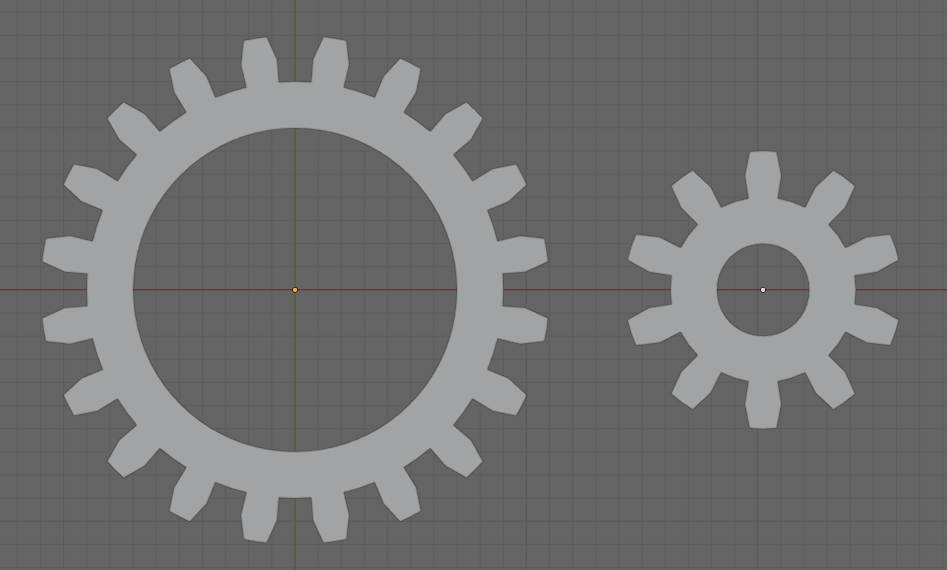 Ett kugghjul med 20 tänder samt ett kugghjul med 10 tänder