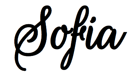 Texten Sofia i en snirklig font