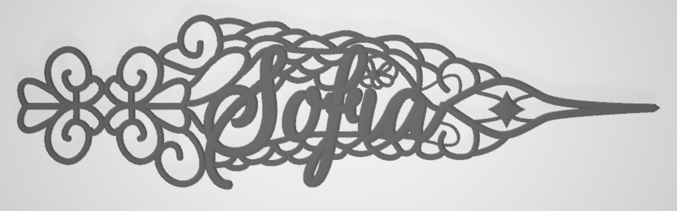 En 3D-modell av en visare med texten Sofia