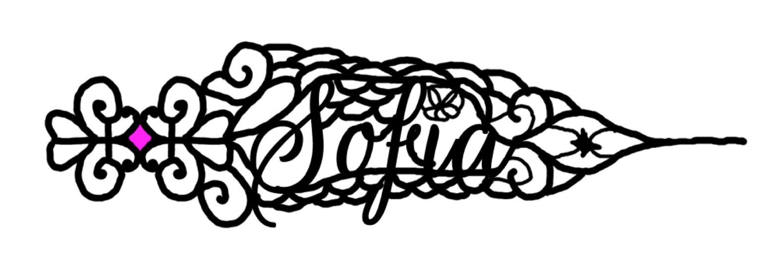 En skiss av en visare med texten Sofia